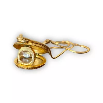 Vintage Gold Tone Photo Locket With Magnifying Glass  • $17.95