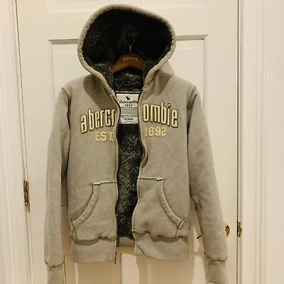 Abercrombie & Fitch Hoodie Mens S Wolf Jaw Jacket Full Zip Heavy Faux Fur Lined • $129.99