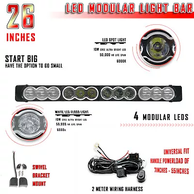 26  120W CREE FLOOD SPOT LED Detachable Light Bar Off-Road + Relay - 6K White • $89.50