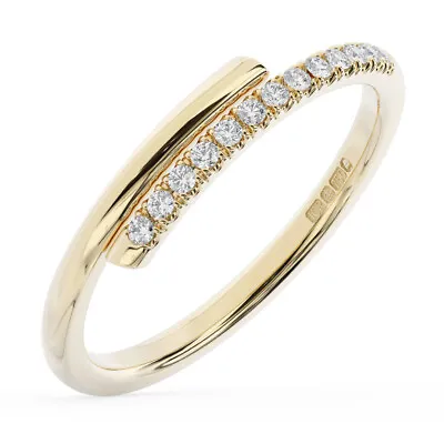 0.10 Ct Round Brilliant Cut Diamond Half Eternity Wedding Ring 9K Yellow Gold • £180.96