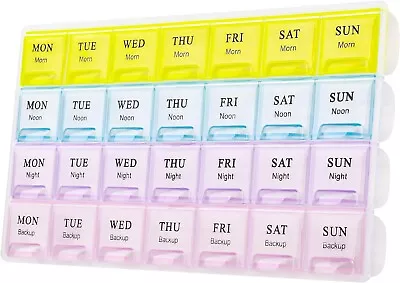 Extra Large Weekly Pill Organizer 2 Times A Day Medicine Cases Boxs For Vitamins • $6.99