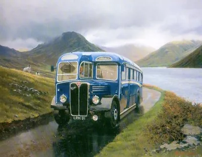 MOUNTED TRANSPORT PRINT AFC REGAL DUPLE DIESEL COACH LAKE DISTRICT 1940s • £10