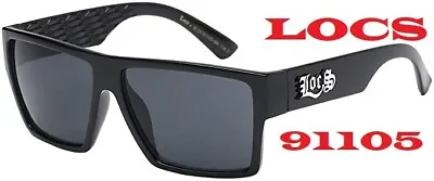 LOCS 91105 Black Sunglasses | Authentic Gangster FLAT TOP Cholo Maddogger Shades • $9.49