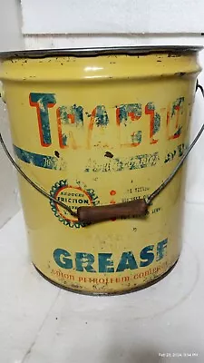 Vintage Tracto 5 Gallon Grease Can Nice Rare Can With Lid & Wood Handle • $27.50