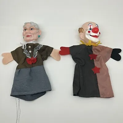 $11.04 • Buy Pair Of Vintage German Rubber Head Cloth Hand Puppets Mr. Rogers Clown
