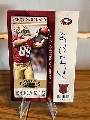 VANCE McDONALD 2013 CONTENDERS ROOKIE RC TICKET AUTO !! 🔥🔥 SF 49'ERS • $5.99