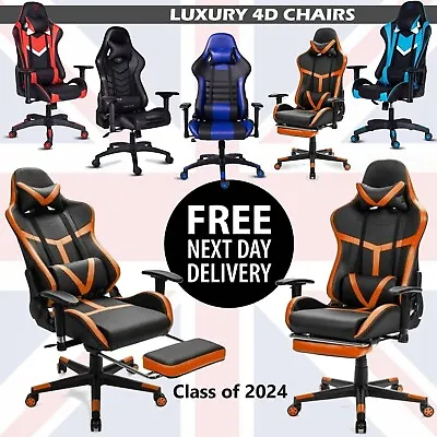 Faux Leather Racing Gaming Chair Swivel Office Gamer Desk Chair Adjustable New • £10.99