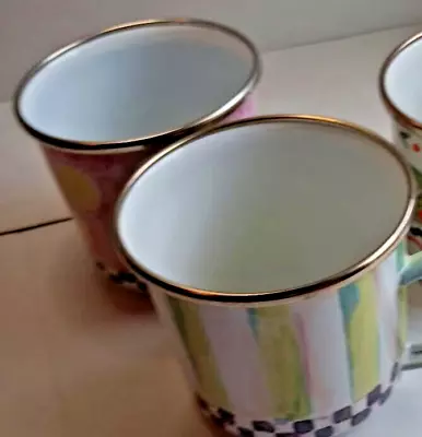 Pair Of MacKenzie Childs Enamelware Mug/Cup W/ Interior Designs • $55