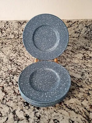 Set Of 5 Mikasa Ultrastone Bread Plate Saucer Country Blue Speckled 6.5  CU501 • $24.99