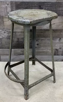 Antique Industrial Shop Stool Steel Vintage Drafting Chair Primitive Furniture • $125