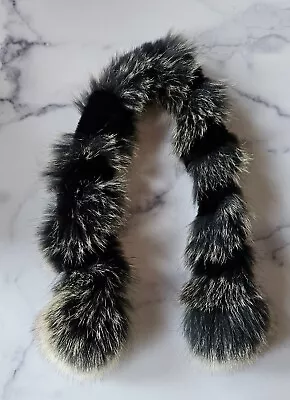 Vintage Genuine Rabbit Fox Tail Fur Scarf Black Tan Neck Wrap Boa Shawl 31  • $40