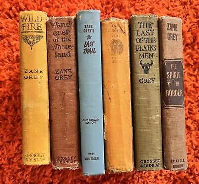 Lot Of 6 Zane Grey Western Novels Hardcover 1911-1943 • $40