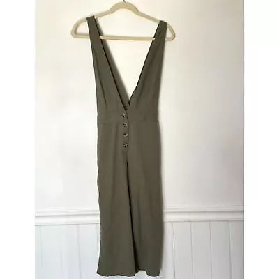 One Clothing Deep V Neck  Wide Leg Capri Crossback Jumpsuit Size Medium Boho H5  • $22