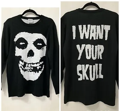 Hot Topic Misfits I Want Your Skull Black Knit Sweater Graphic Mens Size Small • $59.99
