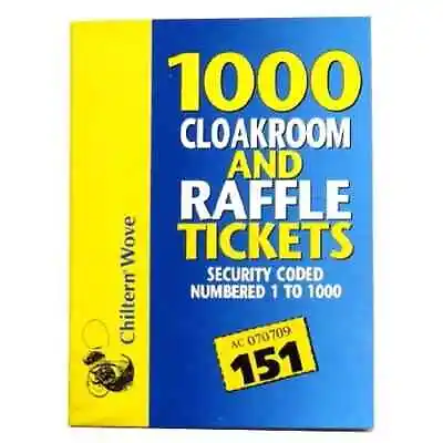 Cloakroom RAFFLE TICKET BOOK Tombola Security Coded Numbered 1-1000 FAST P&P • £3.49