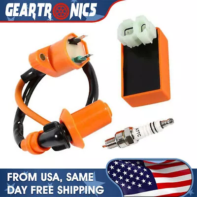 Racing AC CDI Box Ignition Coil Spark Plug Fit GY6 50cc-150cc ATV Scooters! • $11.89