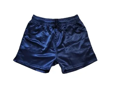 Navy Blue Nylon Satin Sprinter Short • $24.43