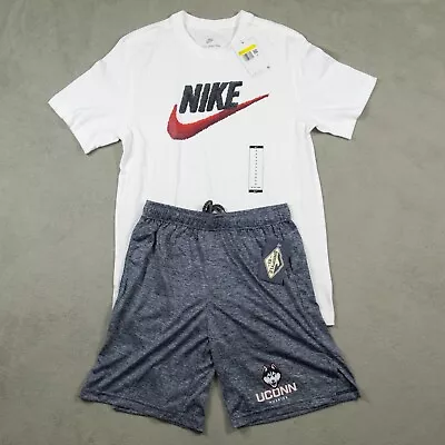 Nike T Shirt UCONN Shorts Mens Size Small White Logo Athletic NEW • $21.95