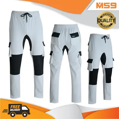 MS9 Mens Painters Fleece Decorators Combat Cargo Work Trousers Pants Joggers H10 • £25.99