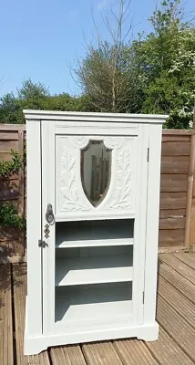 £175 • Buy Edwardian Mahogany Music Cabinet  Antique Collectors Chest Cupboard Grey Painted