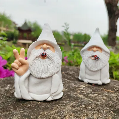 $9.95 • Buy Smoking White Wizard Gnome Middle Finger Garden Yard Lawn Ornament Statue Decor