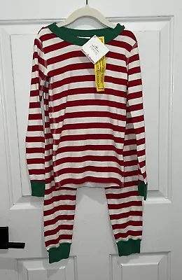 Hanna Andersson Organic Long John Pajamas Top Pants 6 7 120 Striped Red White • $19.99