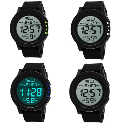 Men Digital Sport Watch LED Backlight Wrist Watch Mens Stopwatch UK • £4.77
