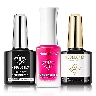 Nail Strengthener With Gel Top Coat & Nail Dehydrator Nail Care Kit Glossy N... • $14.76