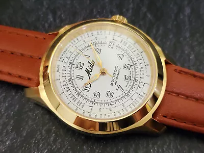 Mint NOS Mido Multifort Automatic Pulsometer Ref. 8830 Rare Gold Case. • $499.99