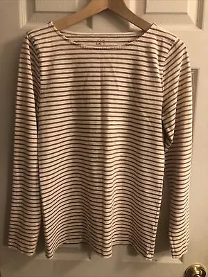 J Crew Painter Tee Size Large Ivory With Copper Sparkle Stripes • $24