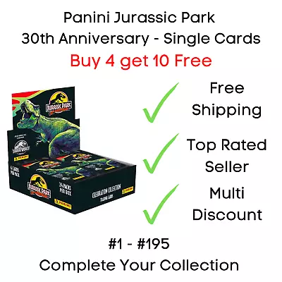 Panini Jurassic Park 30th Anniversary Trading Cards #1 - #195 Buy 4 Get 10 Free • £0.99