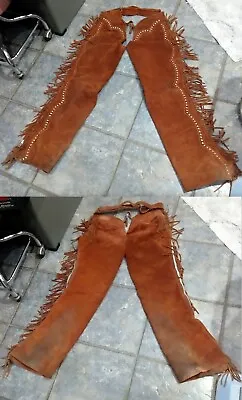 Vintage Suede Leather Fringe 70's Small / Youth Shotgun Chaps • $185.95