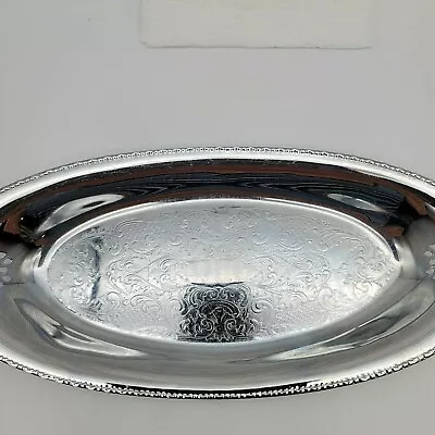 $15 • Buy Krome Kraft Farber Bros. Stainless Dish Serving Bread Tray Vintage 
