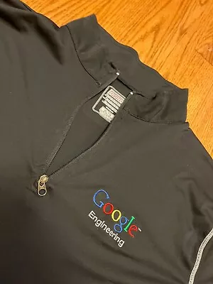 GOOGLE Logo T-SHIRT Long Sleeve 1/4 Zip Pullover Engineering Employee XL DriFit • $39.99