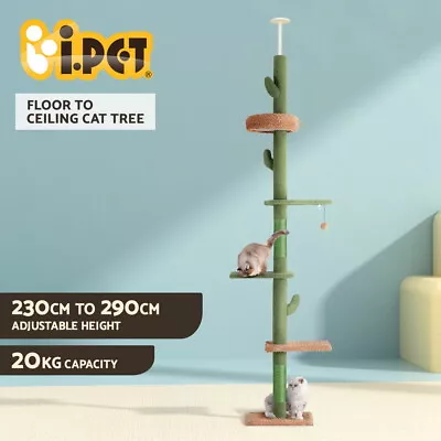 I.Pet Cat Tree Tower Scratching Post Scratcher Floor To Ceiling Cats Bed 290cm • $62.95