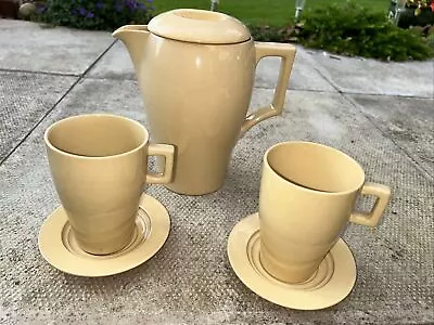 Vintage 1930s Art Deco Cadbury’s Bourn-Vita Set Wedgwood China Jug + Lid +2 Mugs • £100