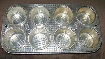 Vtg Ovenex Ekco 8 Muffin Cupcake Tin Metal Baking Pan Waffle Pattern X-800 USA • $9.99