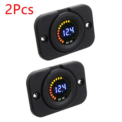 2Pcs DC 12V LED Digital Voltmeter Battery Voltage Meter Monitor Gauge Car Boat • £12.83