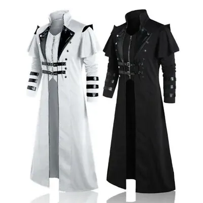 Men Carnival Coats Steampunk Retro Trench Coat Gothic Jacket Medieval Costume • £23.74