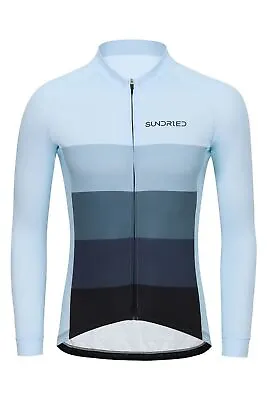 Sundried Men's Ice Blue Cycle Jersey Long Sleeved Road Cycling Mountain Bike Top • £32.50