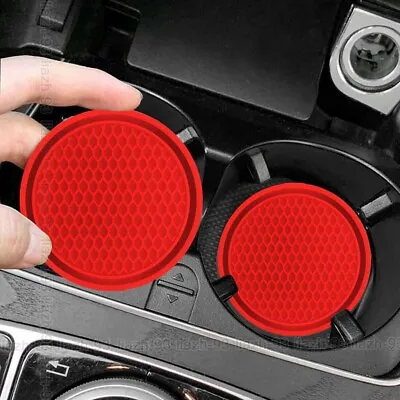 2pcs Red Car Cup Holder Mats Anti Slip Insert Coasters Pads Interior Accessories • £3.58