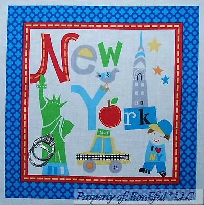 BonEful Fabric Cotton Quilt Block Square New York City NYC USA Kid Car Baby Bed • $7.18