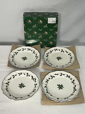 Mikasa French Countryside HOLIDAY HOLLY Salad Plates Red Berries 8  - Set 4 • $40