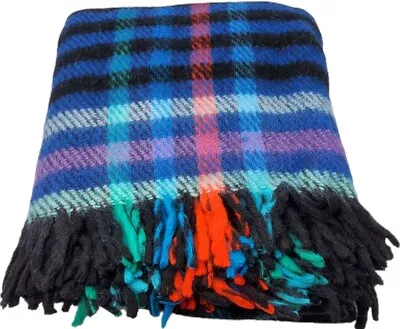 NOS Vintage Montgomery Ward 50x60 Italy Colorful Plaid Throw Stadium Blanket  • $29.99