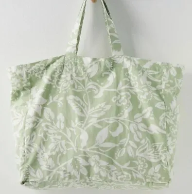 Free People NWT Organic Green Veg Dyed Printed XL Tote Bag NEW • $68
