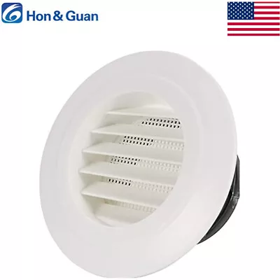 Hon&Guan ABS Louver Grille Cover Soffit Round Air Vent With Built-in Screen Mesh • $9.11