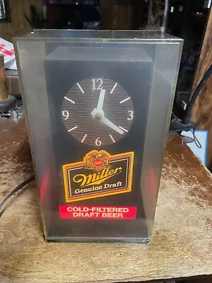 Vintage MILLER Genuine Draft Beer Clock Light Up 1980's Working!! • $40