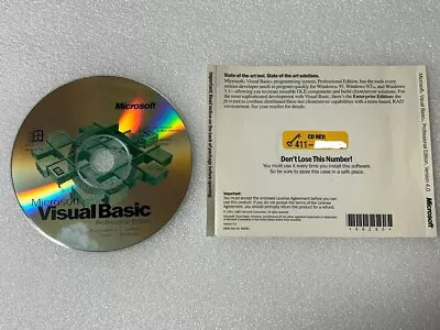 MICROSOFT Visual Basic 4.0 Professional Edition Disc W/CD KEY Windows PC 95 NT 3 • $38.45