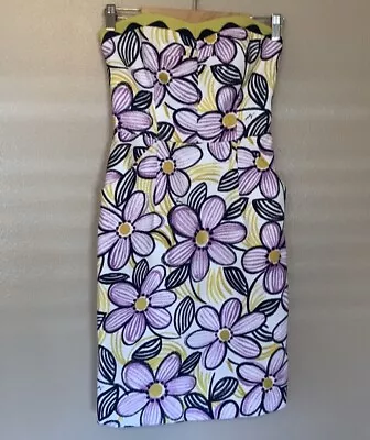 Milly Floral Strapless Dress With Pockets Size 2 • $38.63