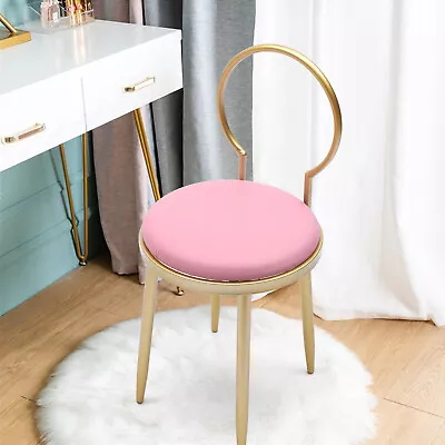 Leather Sponge Chair Makeup Vanity Chair With Golden Metal Legs For Living Room • $49.41